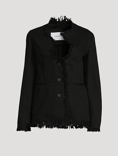 Frayed Denim Blazer