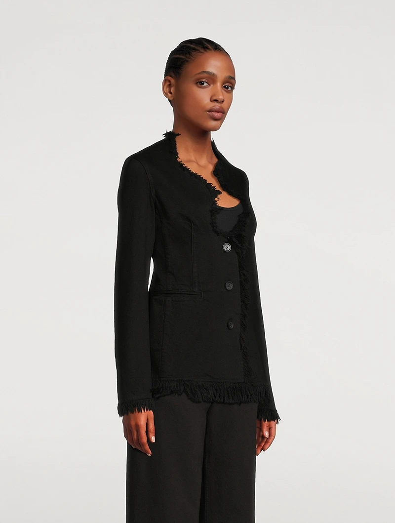 Frayed Denim Blazer