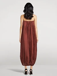 Gathered Strapless Midi Dress