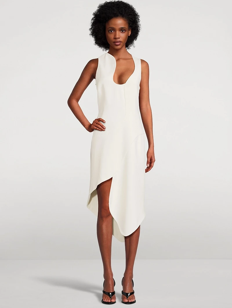 Asymmetric Knit Midi Dress