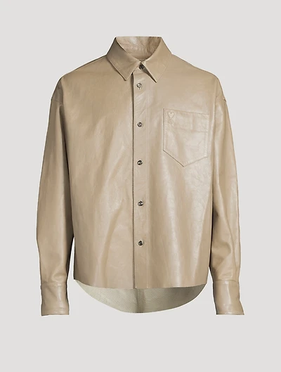 Leather Boxy-Fit Overshirt