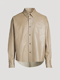 Leather Boxy-Fit Overshirt