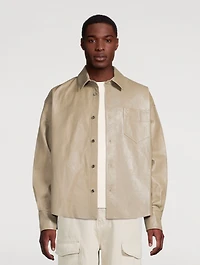 Leather Boxy-Fit Overshirt