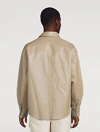 Leather Boxy-Fit Overshirt