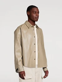 Leather Boxy-Fit Overshirt