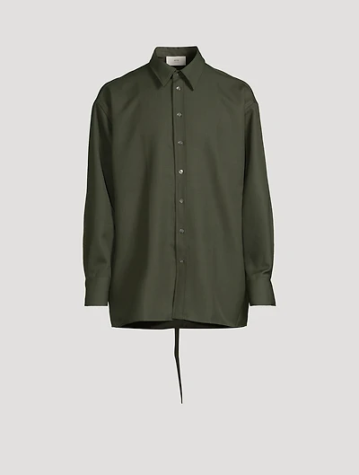 Wool Long-Sleeve Shirt With Back Slit