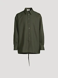 Wool Long-Sleeve Shirt With Back Slit
