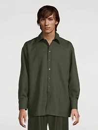 Wool Long-Sleeve Shirt With Back Slit