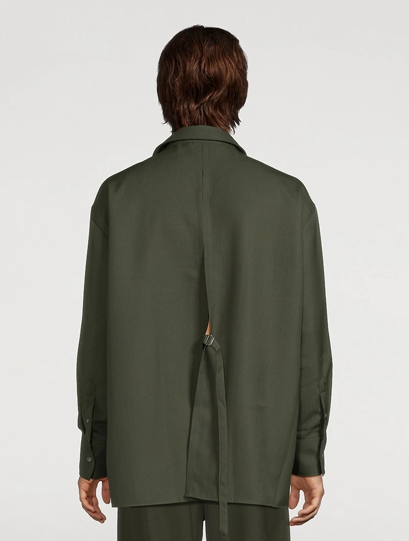 Wool Long-Sleeve Shirt With Back Slit