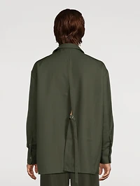 Wool Long-Sleeve Shirt With Back Slit