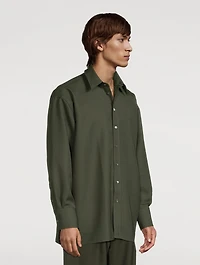 Wool Long-Sleeve Shirt With Back Slit