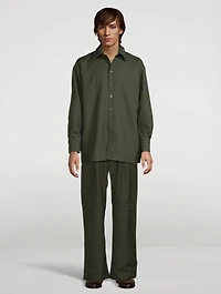 Wool Long-Sleeve Shirt With Back Slit