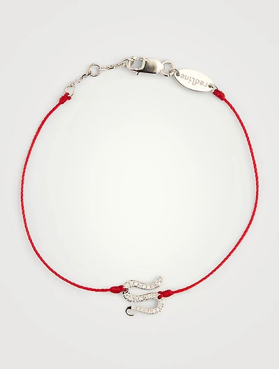Sneaky Pavé 18K Gold Snake String Bracelet With Diamonds
