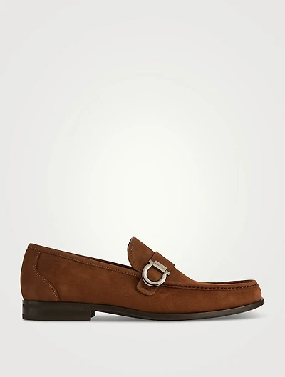 Gancini Ornament Suede Loafers