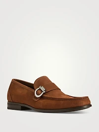 Gancini Ornament Suede Loafers