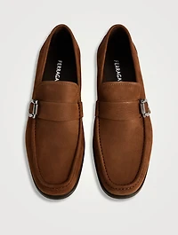 Gancini Ornament Suede Loafers