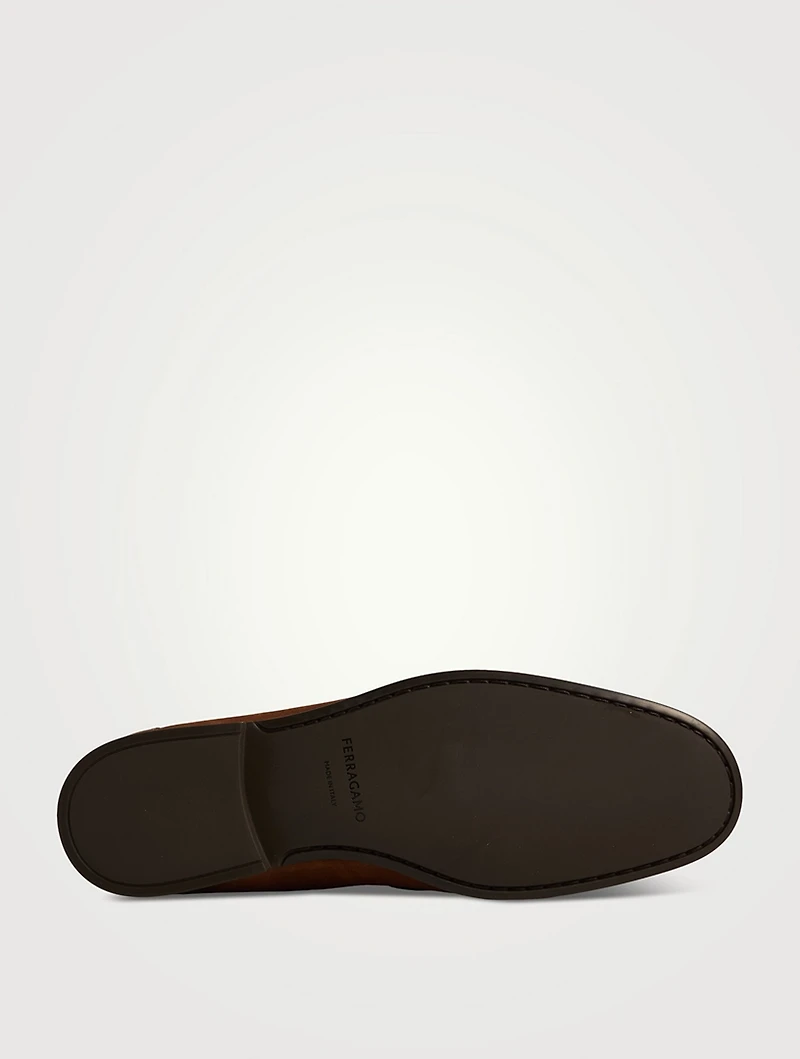 Gancini Ornament Suede Loafers