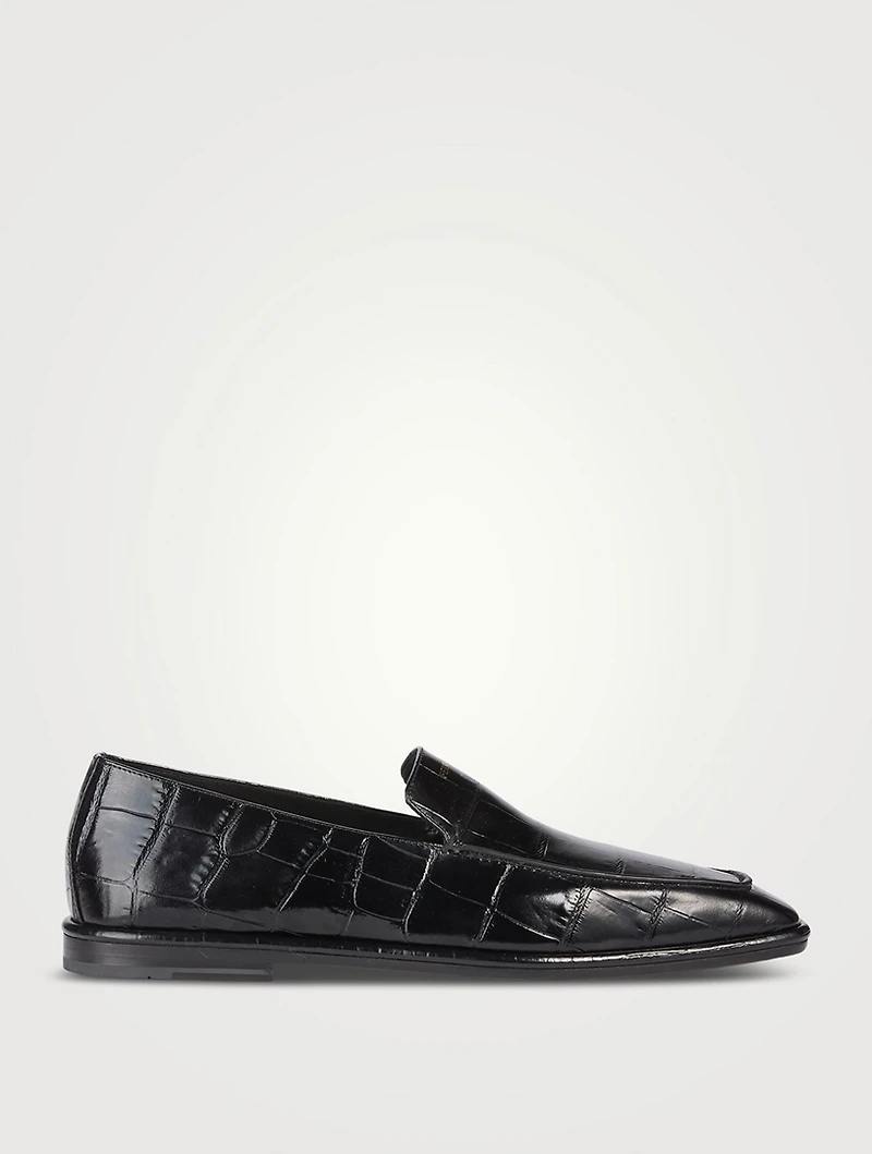 Brian Croc-Embossed Leather Loafers