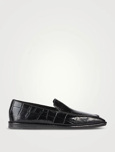 Brian Croc-Embossed Leather Loafers