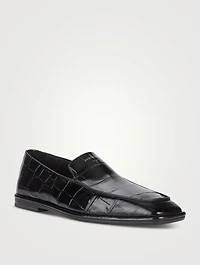 Brian Croc-Embossed Leather Loafers