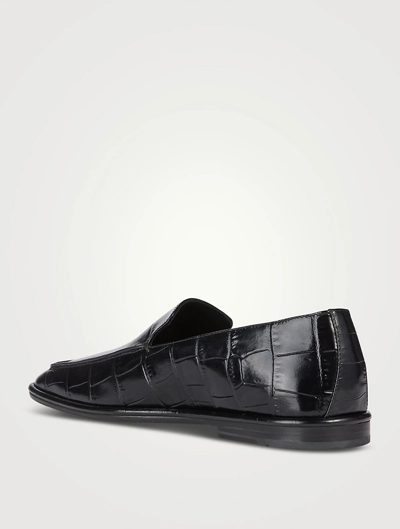 Brian Croc-Embossed Leather Loafers