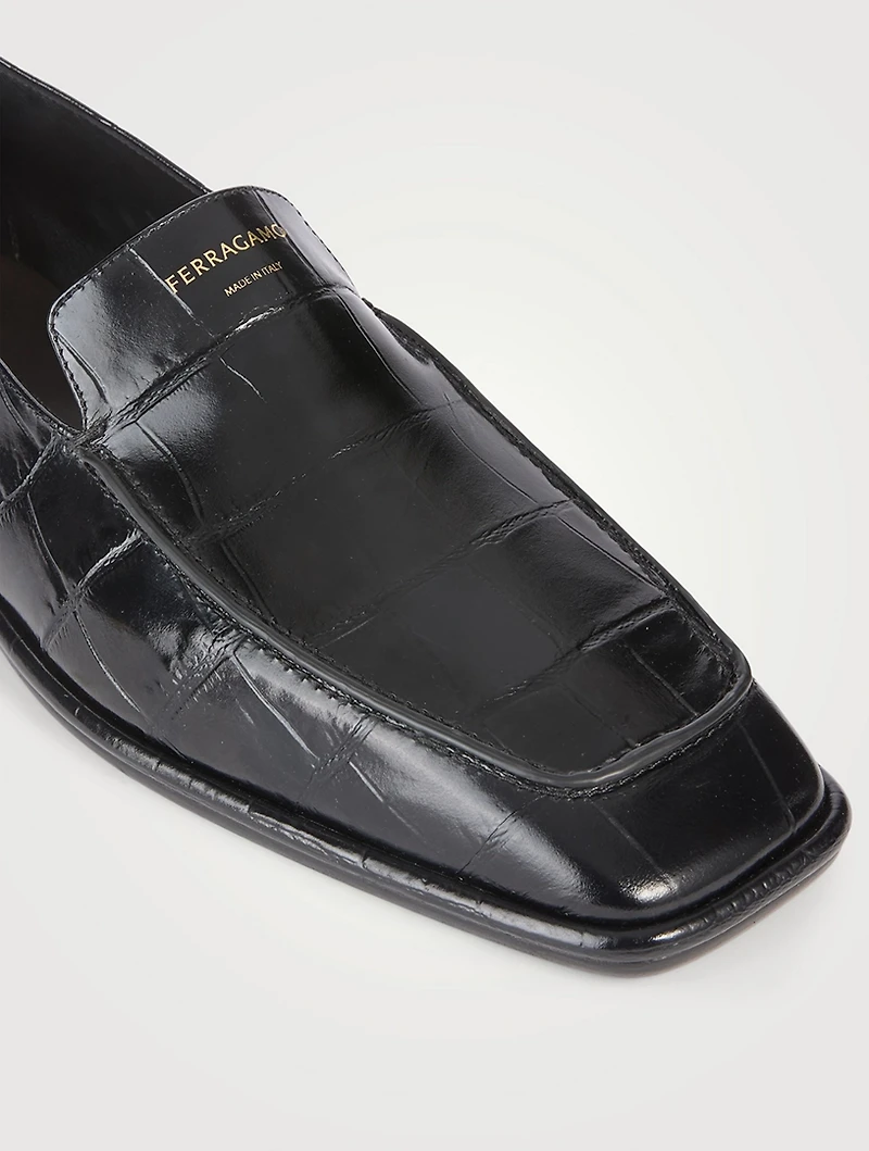 Brian Croc-Embossed Leather Loafers