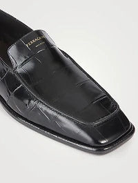 Brian Croc-Embossed Leather Loafers