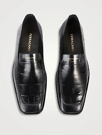 Brian Croc-Embossed Leather Loafers
