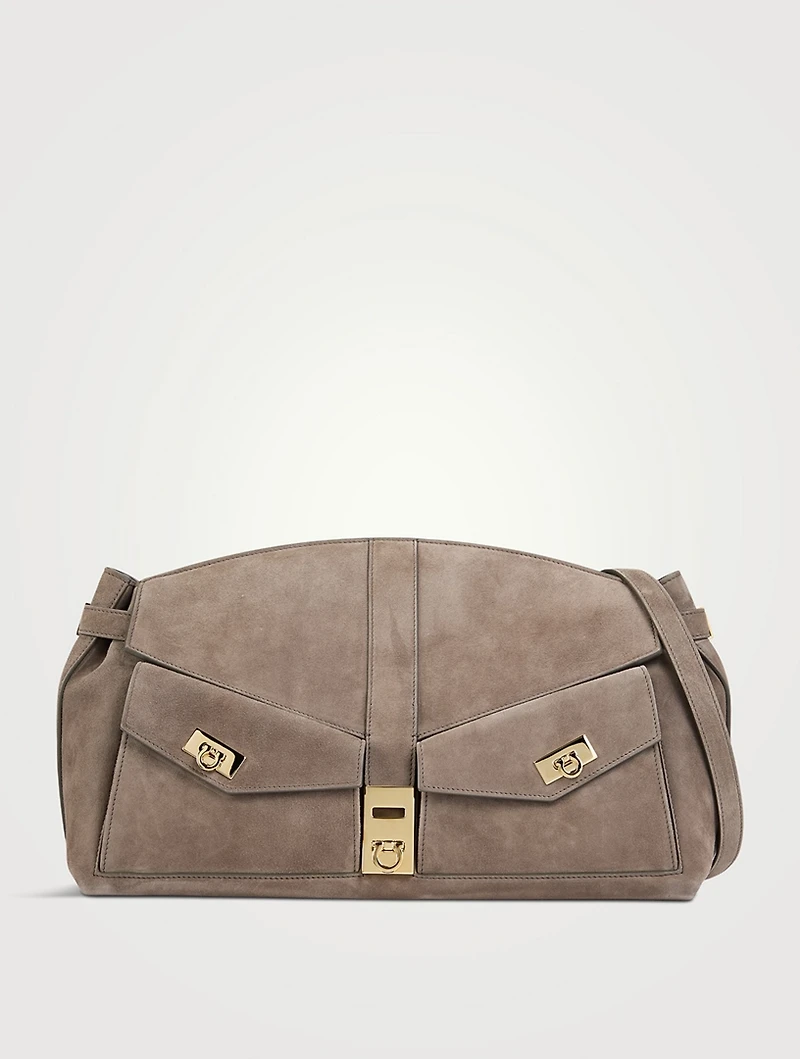 Large Hug Suede Shoulder Bag