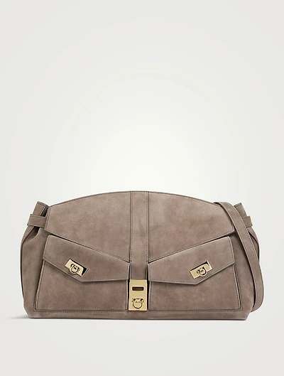 Large Hug Suede Shoulder Bag