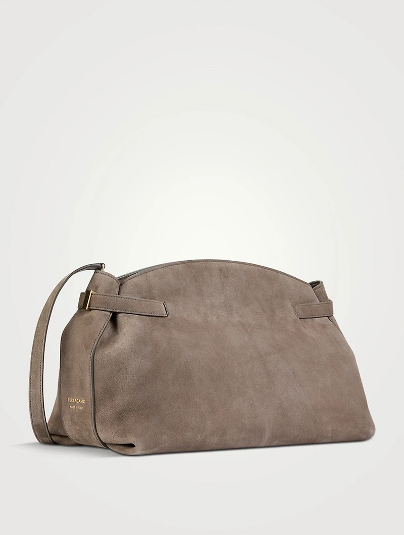 Large Hug Suede Shoulder Bag