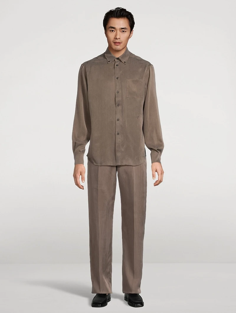 Matte Satin Long-Sleeve Shirt