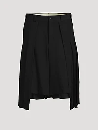 Wool Gabardine Hybrid Kilt Shorts