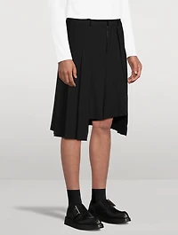 Wool Gabardine Hybrid Kilt Shorts