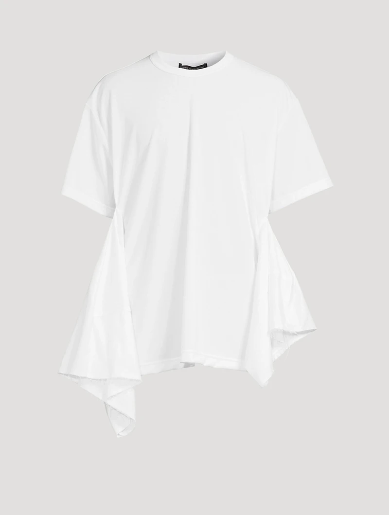 Pique Asymmetric Side-Drape T-Shirt