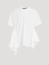 Pique Asymmetric Side-Drape T-Shirt