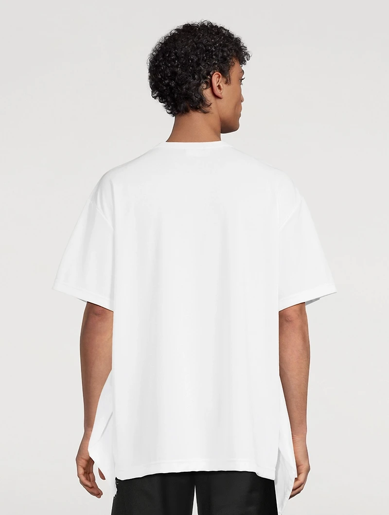 Pique Asymmetric Side-Drape T-Shirt