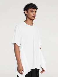 Pique Asymmetric Side-Drape T-Shirt
