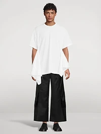 Pique Asymmetric Side-Drape T-Shirt