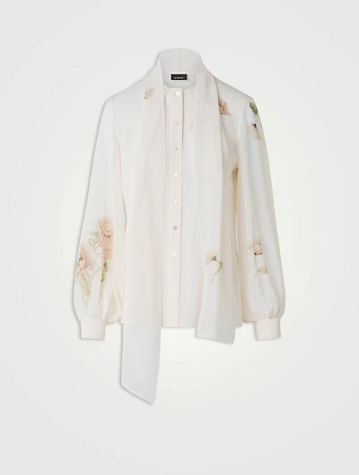 Silk Georgette Tie-Neck Blouse Floral Print
