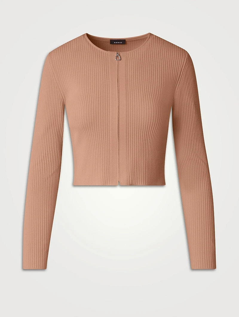 Rib-Knit Cropped Cardigan
