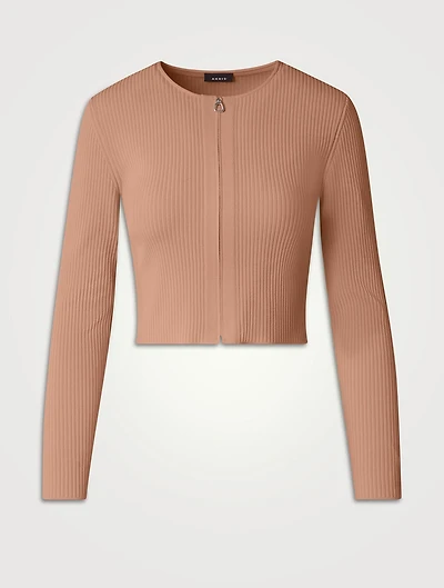 Rib-Knit Cropped Cardigan