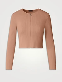 Rib-Knit Cropped Cardigan