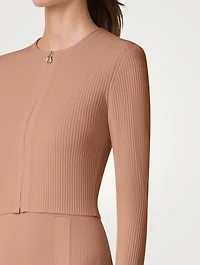 Rib-Knit Cropped Cardigan