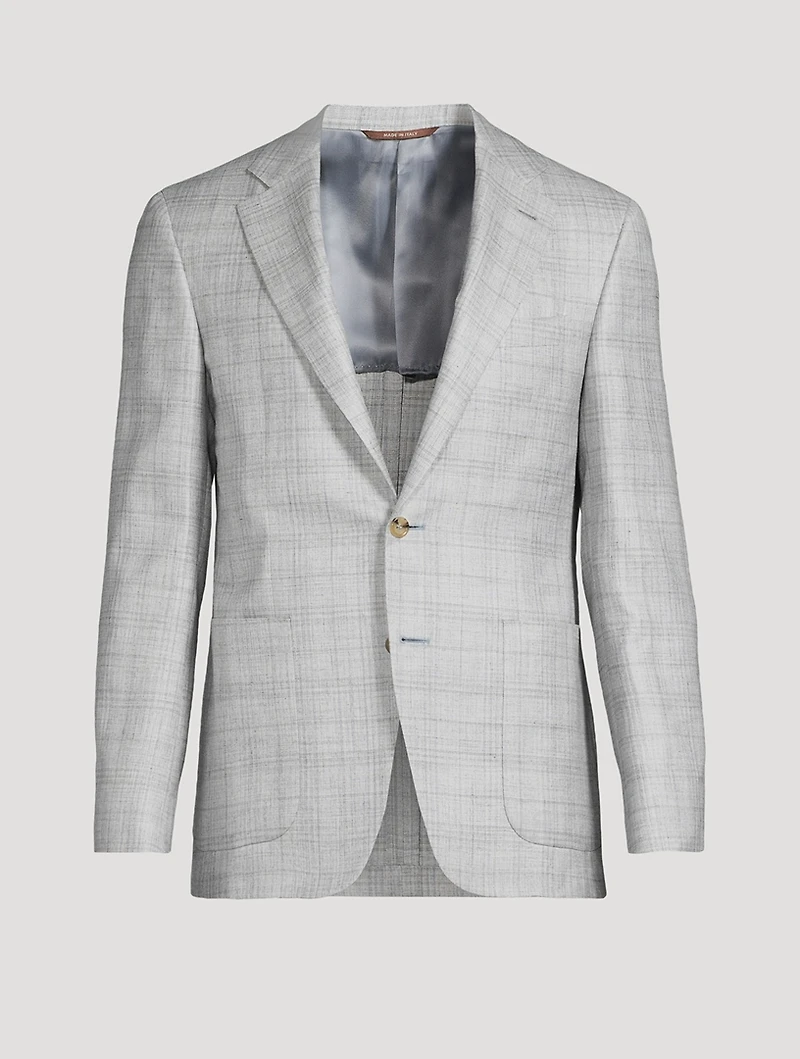 Windowpane Single-Breasted Jacket