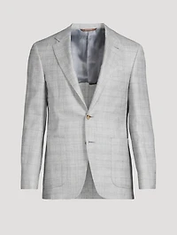Windowpane Single-Breasted Jacket