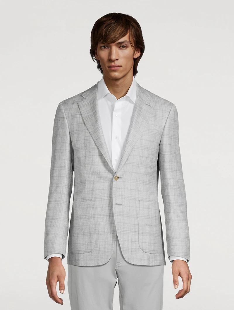 Windowpane Single-Breasted Jacket