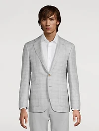Windowpane Single-Breasted Jacket