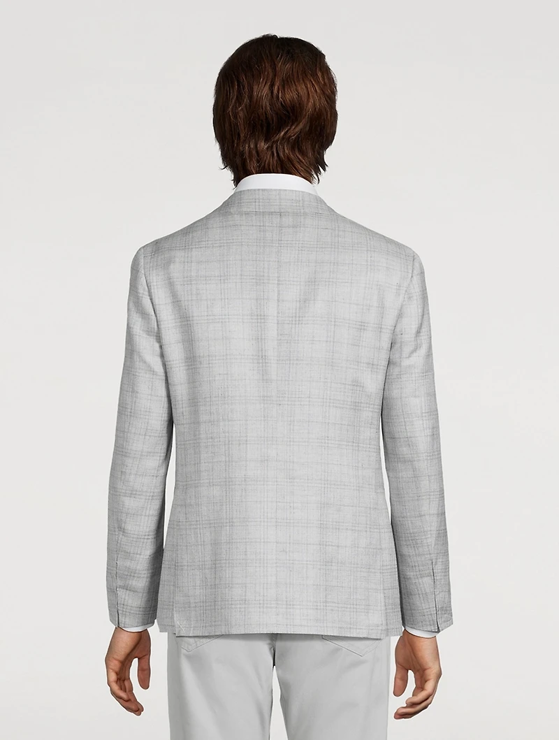 Windowpane Single-Breasted Jacket