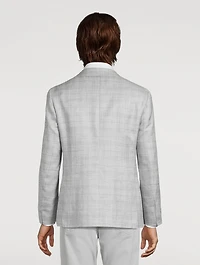 Windowpane Single-Breasted Jacket
